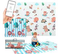 Tapete actividades bebe | montessori bebe 0 a 6 meses | Alfombra tummy time bebe | Alfombra gateo bebe + guia de 101 ejercicios para estimulación sensorial | Tamaño extragrande 200X180 | Bebé Pituso