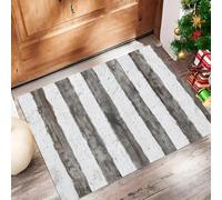 Tapete Blanco Grisáceo Líneas Verticales Puerta Felpudo De Entrada Exterior Atrapar Suciedad Alfombra Estilo Industrial Retro Para Interior Jardines Cocina Pasillo Trasera Delantera, 70X100Cm