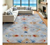 Tapete bohemio étnico para puerta, 60 x 90 cm, suave, de pelo bajo, antideslizante, azteca, diamante, geométrico, resistente a las manchas, alfombra de lana sintética para entrada, dormitorio, pasillo