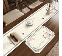 Tapete chino de secado de platos para mesa de café, camino de mesa de té estilo zen, almohadilla absorbente de piel de PVC, tapete de drenaje resistente al calor para decoración de cocina, encimera de