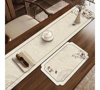 Tapete chino de secado de platos para mesa de café, camino de mesa de té estilo zen, almohadilla absorbente de piel de PVC, tapete de drenaje resistente al calor para decoración de cocina, encimera de