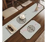 Tapete chino de secado de platos para mesa de café, camino de mesa de té estilo zen, almohadilla absorbente de piel de PVC, tapete de drenaje resistente al calor para decoración de cocina, encimera de