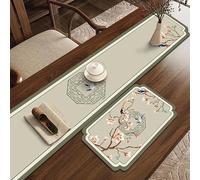 Tapete chino de secado de platos para mesa de café, camino de mesa de té estilo zen, almohadilla absorbente de piel de PVC, tapete de drenaje resistente al calor para decoración de cocina, encimera de