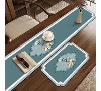 Tapete chino de secado de platos para mesa de café, camino de mesa de té estilo zen, almohadilla absorbente de piel de PVC, tapete de drenaje resistente al calor para decoración de cocina, encimera de