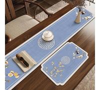 Tapete chino de secado de platos para mesa de café, camino de mesa de té estilo zen, almohadilla absorbente de piel de PVC, tapete de drenaje resistente al calor para decoración de cocina, encimera de