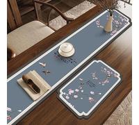 Tapete chino de secado de platos para mesa de café, camino de mesa de té estilo zen, almohadilla absorbente de piel de PVC, tapete de drenaje resistente al calor para decoración de cocina, encimera de