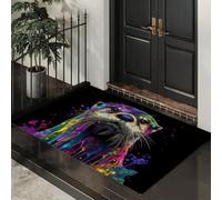 Tapete Colores Del Arcoíris Nutria Salpicada Tinta Puerta Felpudo Entrada Exterior Atrapar Suciedad Alfombra Estilo Fluido Abstracto Para Interior Jardines Cocina Pasillo Trasera Delantera,70X100Cm