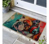 Tapete colorido para perros, tapete para puerta de perro francés, decoración de temporada al aire libre e interior, impermeable, antideslizante, absorbente, fácil de limpiar, 73 x 43 cm