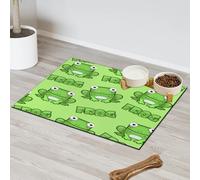 Tapete cuadrado de alimentación de mascotas con diseño de rana de dibujos animados para gatos, perros, cuenco de agua, tapetes de comida para mascotas, tapetes absorbentes y antideslizantes que