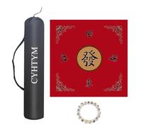 Tapete Cuadrado de Mahjong con Bolsa con cordón, tapete de Mesa de Goma Antideslizante y Reductor de Ruido con orientación(Red,140cm/55.1")