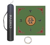 Tapete Cuadrado de Mahjong con Bolsa con cordón, tapete de Mesa de Goma Antideslizante y Reductor de Ruido con orientación(Green,70CM/27.5")