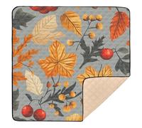 Tapete de actividades para gimnasio y actividades de otoño sin costuras sobre un fondo gris, antideslizante, para el suelo, no tóxico, para bebés, niños pequeños, 127 x 127 cm