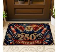 Tapete de águila para puerta, diseño patriótico de cohetes de fuegos artificiales, color rojo, lavable, de perfil bajo, para decoración del hogar, entrada, porche al aire libre, balcón, 29 x 17