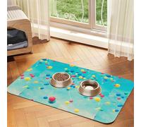Tapete de alimentación con estampado de globos de colores azules para perros, gatos, mascotas, mantel de cuero absorbente de 60 x 40 cm, gato y perro