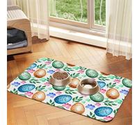 Tapete de alimentación con estampado de huevos de Pascua para perros, gatos, mascotas, mantel de cuero absorbente de 60 x 40 cm, gato y perro