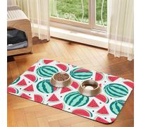 Tapete de alimentación con estampado de sandía de frutas para perros, gatos, mascotas, mantel de cuero absorbente de 60 x 40 cm, gato y perro