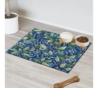 Tapete de alimentación de mascotas con arándanos y frutas para gatos, perros, cuenco de agua, tapetes de alimentación de mascotas, tapetes absorbentes para mascotas, no resbaladizos, protege los