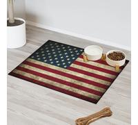 Tapete de alimentación de mascotas con bandera vintage de América para gatos, perros, cuenco de agua, tapetes de comida de Estados Unidos, tapetes absorbentes para mascotas que contienen derrames