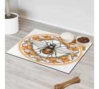 Tapete de alimentación de mascotas con diseño de abejas étnicas y flores para gatos, perros, cuenco de agua, tapetes de alimentación de mascotas, tapete absorbente y antideslizante que contiene