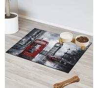 Tapete de alimentación de mascotas con diseño de acuarela del Reino Unido de Londres, para gatos, perros, cuenco de agua, tapetes de alimentación de mascotas, tapetes absorbentes y antideslizantes que