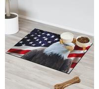 Tapete de alimentación de mascotas con diseño de águila y bandera americana para gatos, perros, cuenco de agua, tapete de alimentación de águila, tapete absorbente y antideslizante que contiene