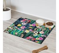 Tapete de alimentación de mascotas con diseño de cactus y flores suculentas para gatos, perros, cuenco de agua, tapetes de alimentación de mascotas, tapete absorbente para mascotas, antideslizante