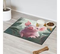 Tapete de alimentación de mascotas con diseño de cerdo y animales para gatos, perros, cuenco de agua, tapetes de alimentación de mascotas, tapetes absorbentes y antideslizantes que contienen derrames