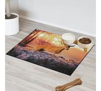 Tapete de alimentación de mascotas con diseño de ciervos y animales del bosque del amanecer, para gatos, perros, cuenco de agua, tapetes de alimentación de mascotas, tapetes absorbentes y