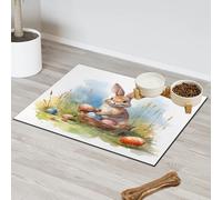 Tapete de alimentación de mascotas con diseño de conejito y huevos de Pascua, para gatos, perros, cuenco de agua, tapetes de alimentación de mascotas, absorbente, antideslizante, contiene derrames