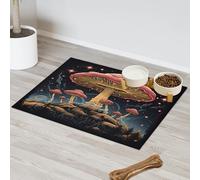 Tapete de alimentación de mascotas con diseño de hongos Galaxy Star para gatos, perros, cuenco de agua, tapetes de alimentación de mascotas, tapetes absorbentes y antideslizantes que contienen