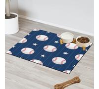 Tapete de alimentación de mascotas con diseño de pelota de béisbol para gatos, perros, cuenco de agua, tapetes de alimentación de mascotas, tapetes absorbentes y antideslizantes que contienen derrames