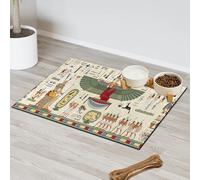 Tapete de alimentación de mascotas con estampado de Egipto antiguo para gatos, perros, cuenco de agua, tapete de comida, jeroglífico egipcio, tapete absorbente para mascotas, evita derrames, protege