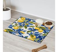 Tapete de alimentación de mascotas con estampado de hojas de limón para gatos y perros, tapete de alimentación para mascotas, tapete absorbente y antideslizante que contiene derrames, protege el suelo