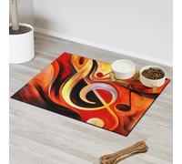 Tapete de alimentación de mascotas con notas abstractas para gatos, perros, cuenco de agua, tapete de comida, tapete de alimentación para mascotas, absorbente, antideslizante, contiene derrames