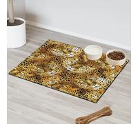 Tapete de alimentación de mascotas con patrón de jaguares de leopardo para gatos y perros, tapete de alimentación de leopardo para mascotas, tapete absorbente y antideslizante que contiene derrames