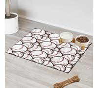 Tapete de alimentación de mascotas con patrón de pelota deportiva de béisbol para gatos, perros, cuenco de agua, tapetes de alimentación de mascotas, tapetes absorbentes y antideslizantes que