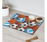 Tapete de alimentación de mascotas con pelotas deportivas 3D para gatos, perros, cuenco de agua, tapete de comida, bolas, tapete de alimentación de mascotas, tapete absorbente y antideslizante que