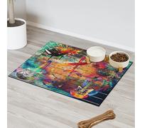 Tapete de alimentación de mascotas con temática de notas musicales de arte abstracto, para gatos, perros, cuenco de agua, tapetes de alimentación para mascotas, tapetes absorbentes para mascotas, no