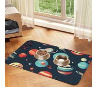Tapete de alimentación para mascotas con estampado de planetas del espacio exterior para comida y agua, dispensador de agua, accesorios para perros