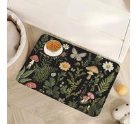 Tapete de alimentación para mascotas, diseño de hongos rojos, mariposas, hierbas, helecho, absorbente, de secado rápido, para gatos y perros, tapete de goma antideslizante, accesorios para gatos y