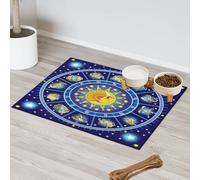 Tapete de alimentación para mascotas, diseño de horóscopo circular, para gatos, perros, cuenco de agua, tapete de alimentación para mascotas, tapete absorbente y antideslizante que contiene derrames