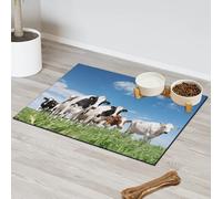 Tapete de alimentación para mascotas, diseño de vacas de prado de verano, para gatos, perros, cuenco de agua, tapetes de comida, lindas vacas, tapetes de alimentación de mascotas, absorbente