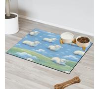 Tapete de alimentación para mascotas, diseño divertido de cordero, oveja, para gatos, perros, cuenco de agua, tapete de alimentación para mascotas, tapete absorbente y antideslizante que contiene