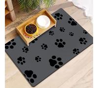 Tapete de alimentación para mascotas extragrande de 12 x 20 pulgadas, absorbente, de secado rápido, para bebedores desordenados, impermeable, antideslizante, con huellas de patas