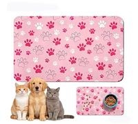 Tapete de alimentación para mascotas, mantel individual de alimentación para perros, tapete de comida de gato rosa, bonito patrón de huellas de patas, rectangular, absorbente de tierra de diatomeas