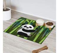 Tapete de bambú con diseño de panda curioso para mascotas, para gatos, perros, cuenco de agua, tapete de alimentación para mascotas, tapete absorbente y antideslizante que contiene derrames, protege