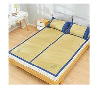 Tapete de bambú para dormir de verano, natural, fresco, para la familia, suave, plegable, 1,5 x 1,95 m, ropa de cama de paja transpirable para una comodidad refrescante