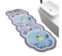 Tapete de baño antideslizante de flores, lavable y absorbente, tapete de ducha de 47.2 x 19.6 pulgadas con tela suave, organizador de piso interior para cocina, dormitorio, sala de estar, suministros