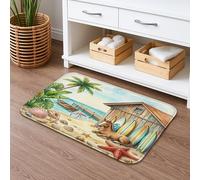 Tapete de baño antideslizante de verano de 20 x 32 pulgadas, diseño de cabaña costera tropical, estampado animal, franela de secado rápido, lavable, decoración de baño