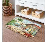 Tapete de baño antideslizante de verano de 20 x 32 pulgadas, diseño de cabaña costera tropical, estampado animal, franela de secado rápido, lavable, decoración de baño